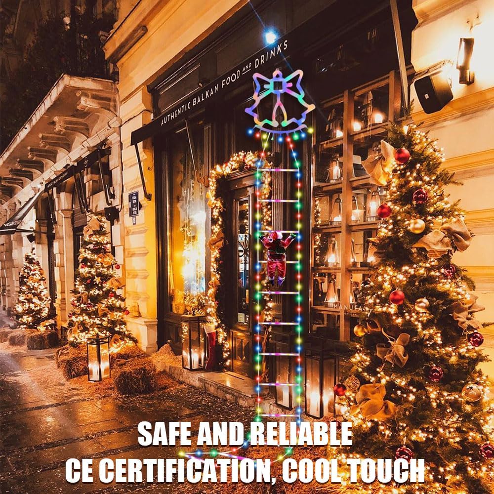 Christmas Ladder Lights with Santa Claus
