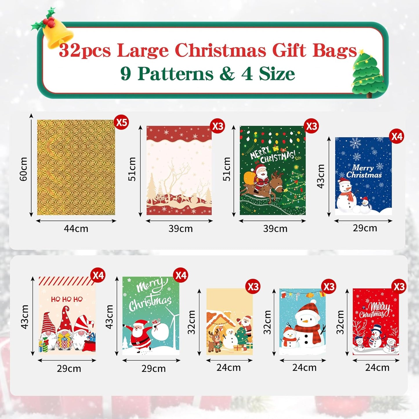 Christmas Foil Gift Bags(20 pcs)