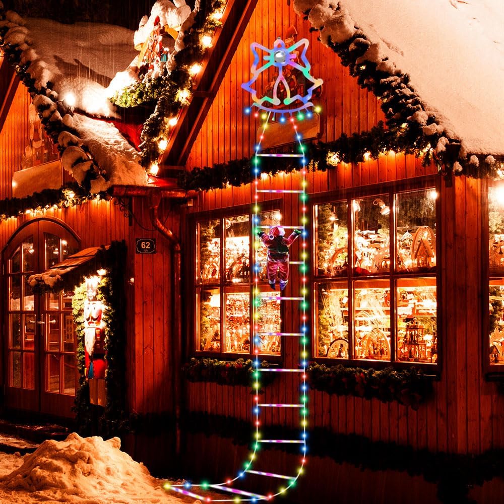 Christmas Ladder Lights with Santa Claus