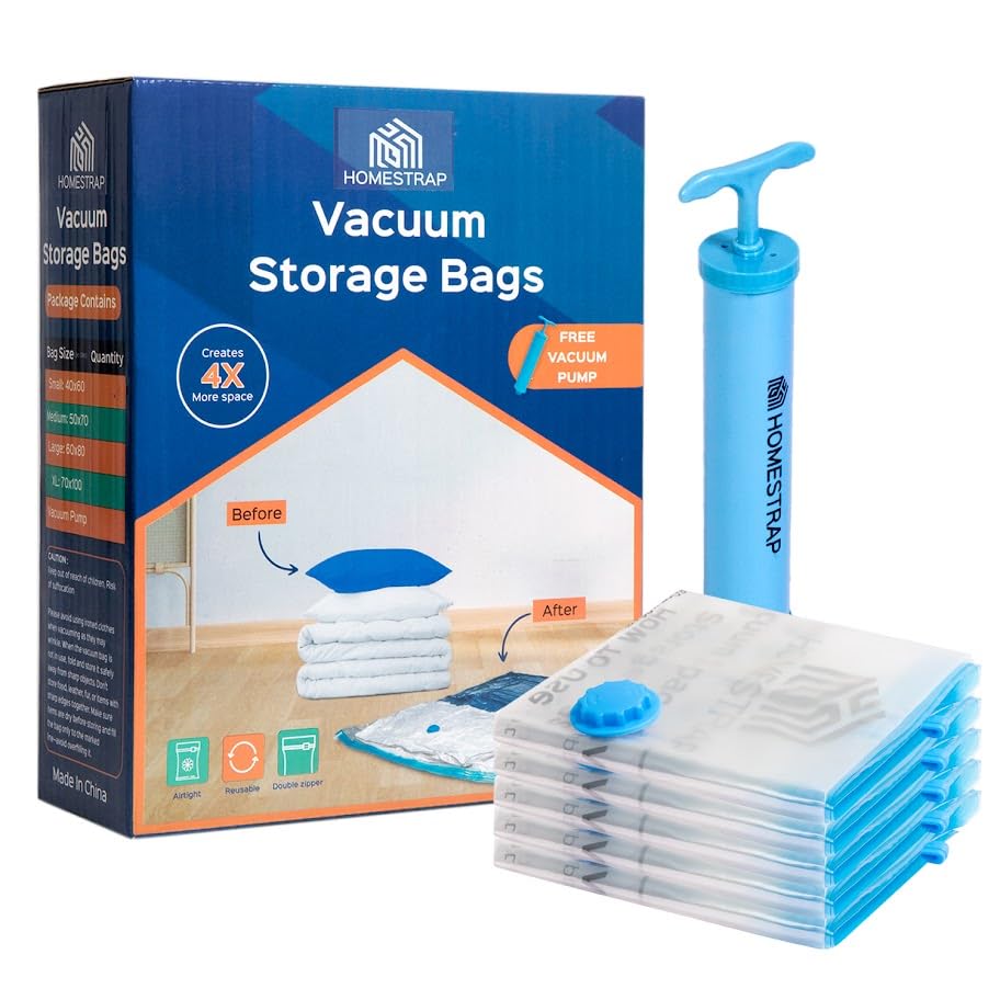 HomeStrap Vacuum Storage Bags with Pump Pack