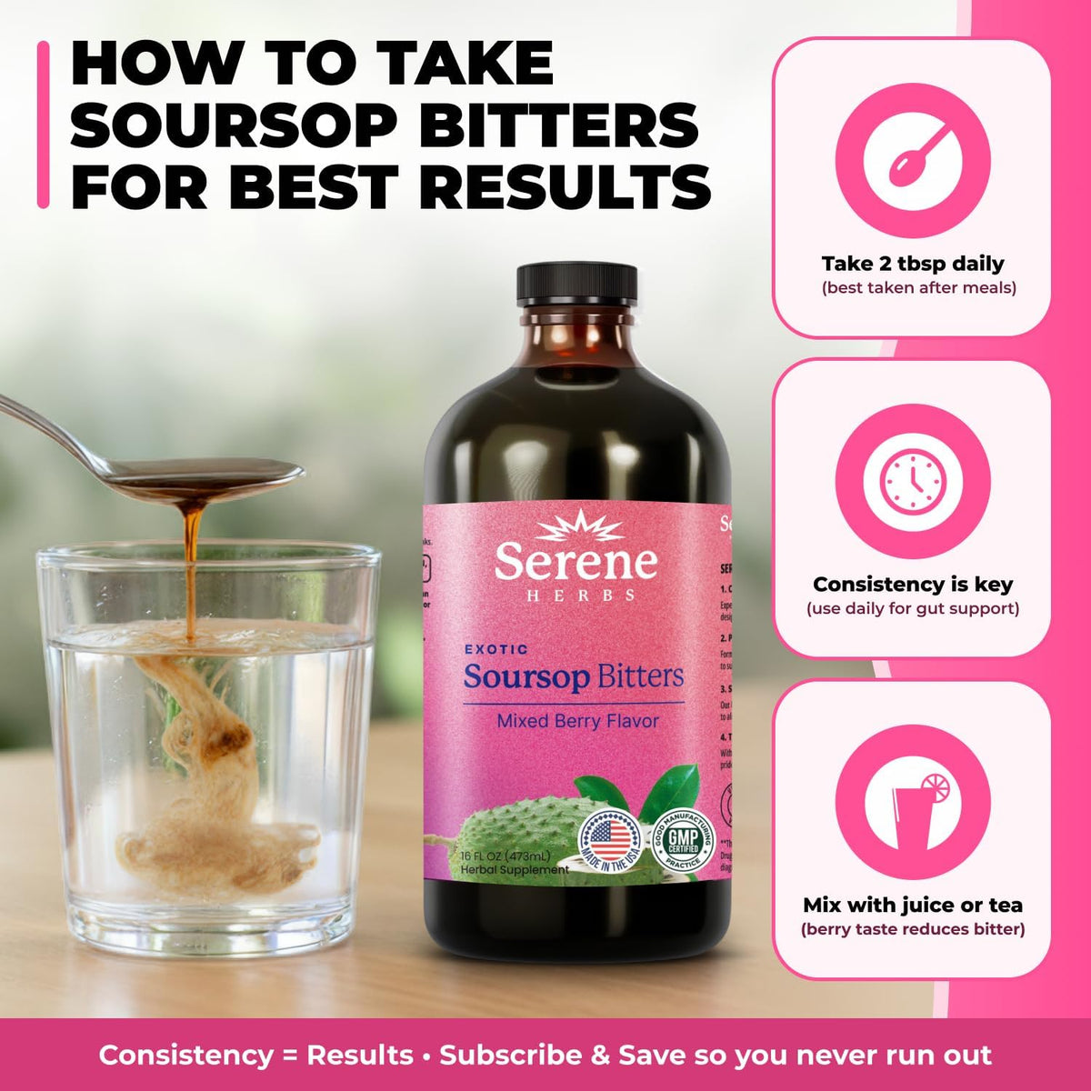 🌿 Soursop Bitters Herbal Formula - Serene Herbs Vitality 15™ 15-in-1 Premium Wellness Solution