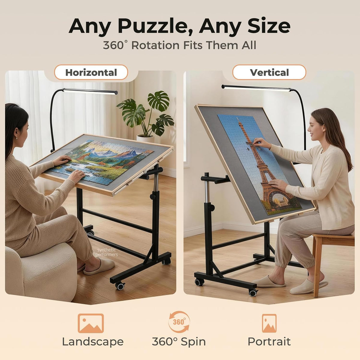 Puzzle Table with LED Light (Grey-led, Large-2000pcs)