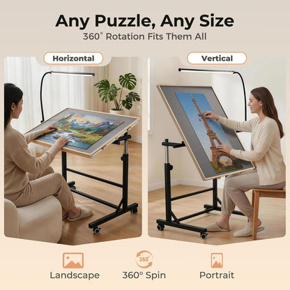 Puzzle Table with LED Light (Grey-led, Large-2000pcs)