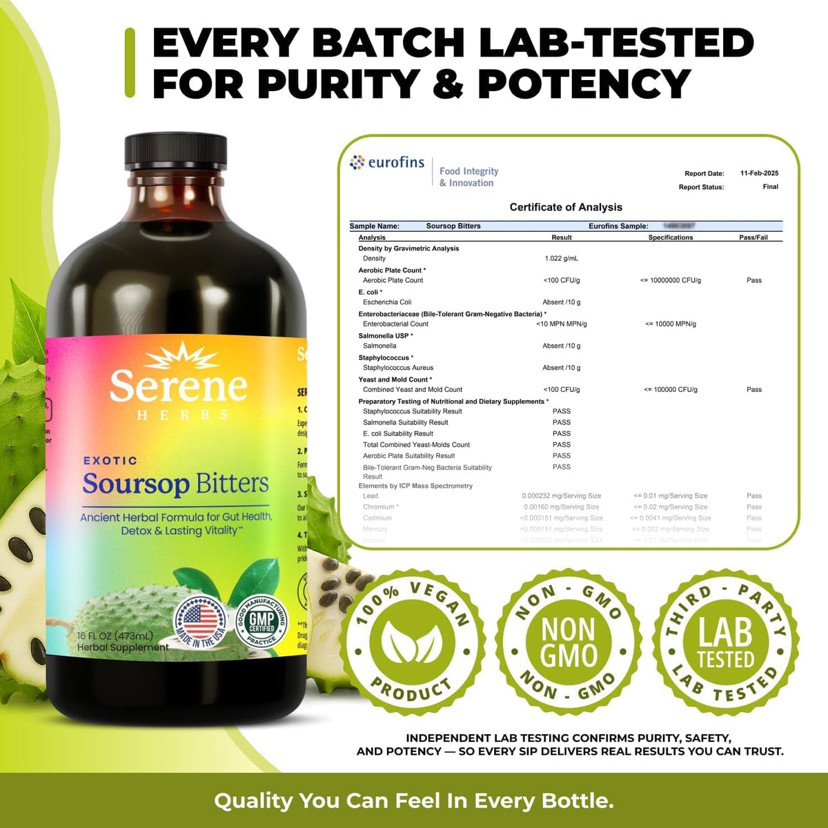🌿 Soursop Bitters Herbal Formula - Serene Herbs Vitality 15™ 15-in-1 Premium Wellness Solution