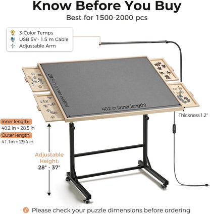 Puzzle Table with LED Light (Grey-led, Large-2000pcs)