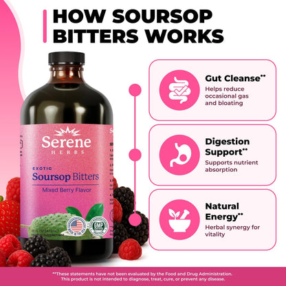 🌿 Soursop Bitters Herbal Formula - Serene Herbs Vitality 15™ 15-in-1 Premium Wellness Solution