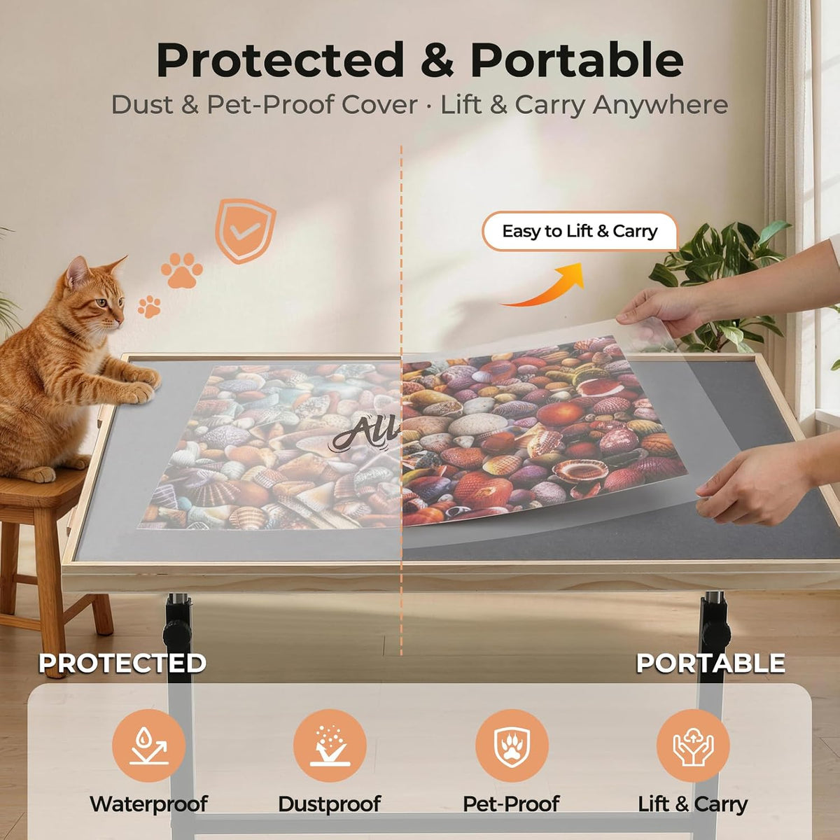 Puzzle Table with LED Light (Grey-led, Large-2000pcs)
