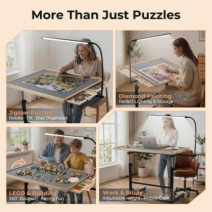 Puzzle Table with LED Light (Grey-led, Large-2000pcs)