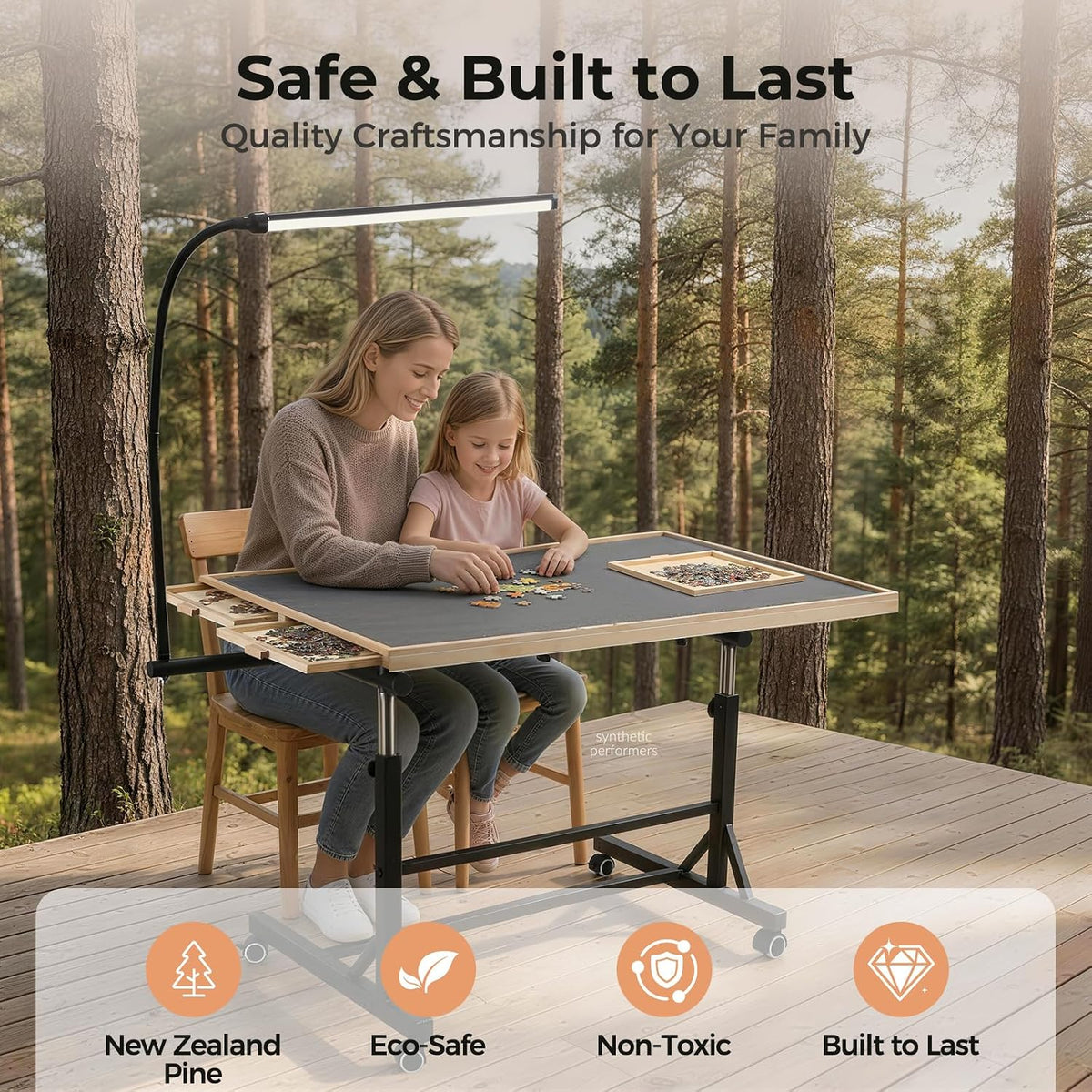Puzzle Table with LED Light (Grey-led, Large-2000pcs)