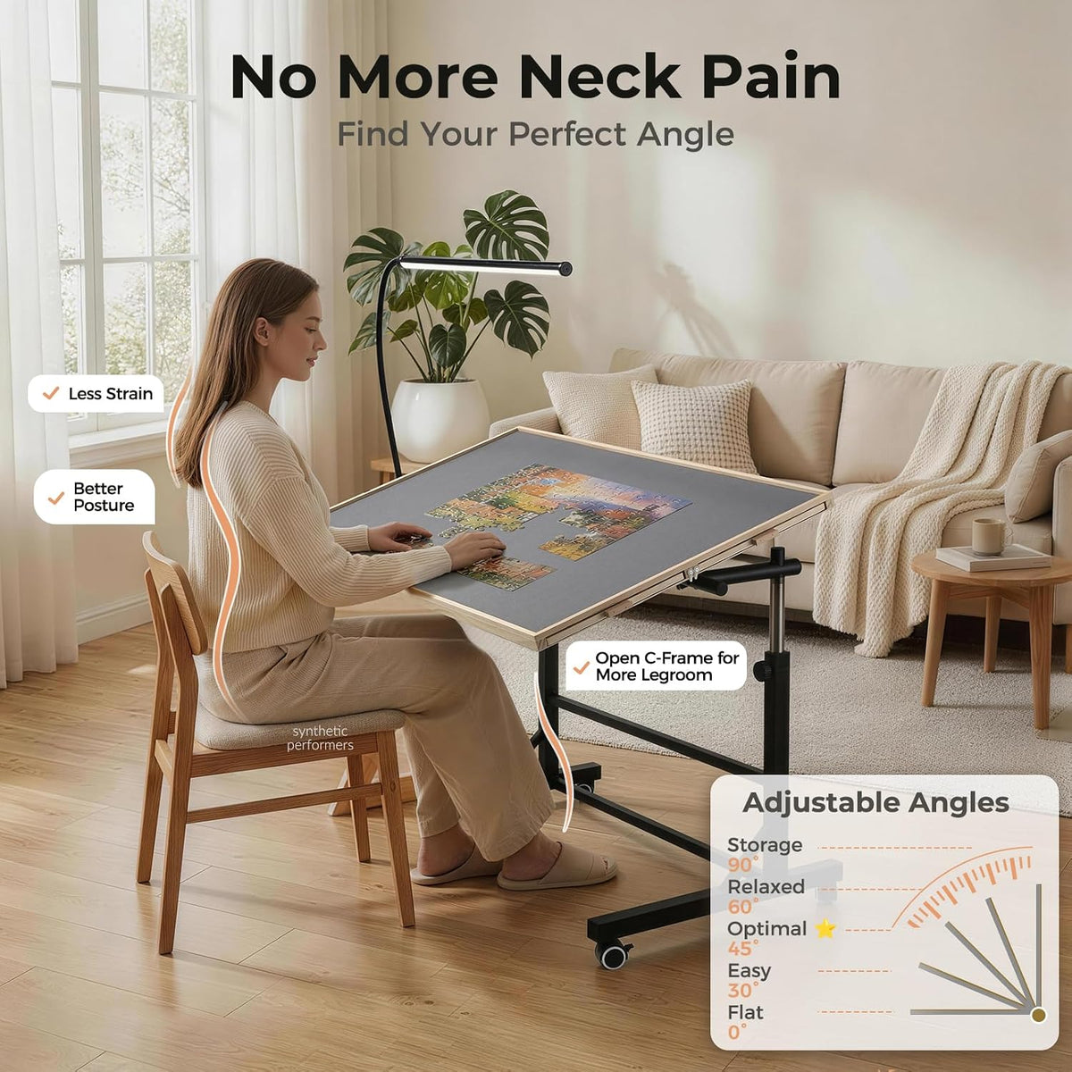 Puzzle Table with LED Light (Grey-led, Large-2000pcs)
