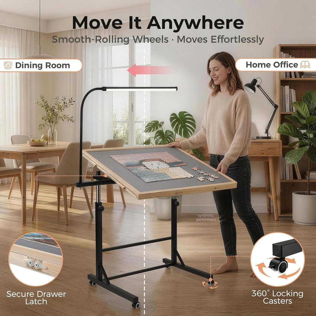 Puzzle Table with LED Light (Grey-led, Large-2000pcs)