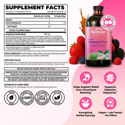 🌿 Soursop Bitters Herbal Formula - Serene Herbs Vitality 15™ 15-in-1 Premium Wellness Solution