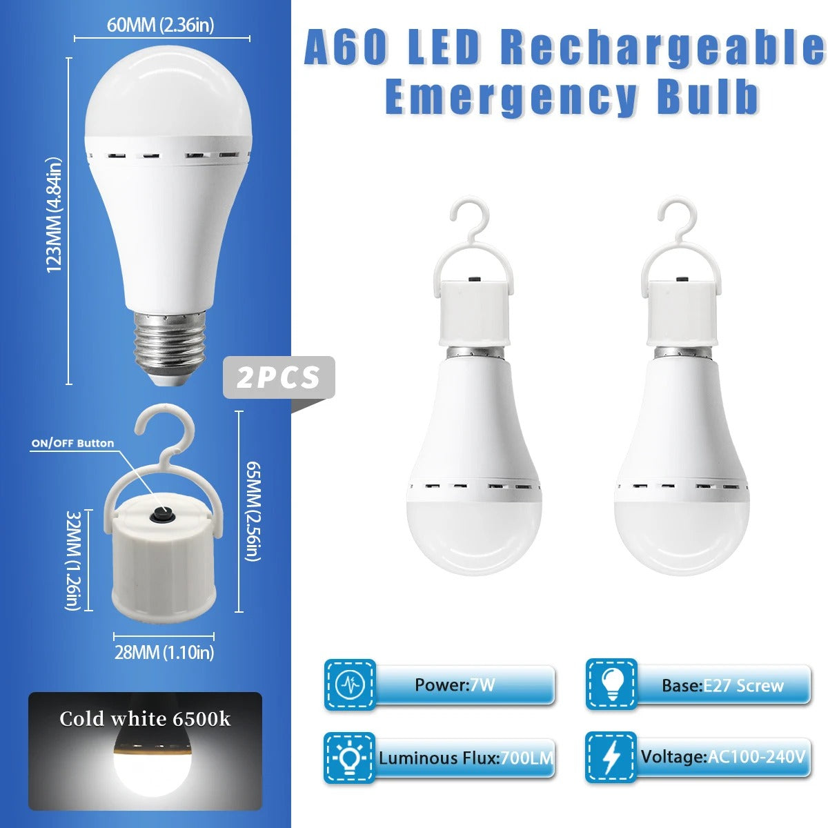 Auto-Backup LED Emergency Bulb E27 7W