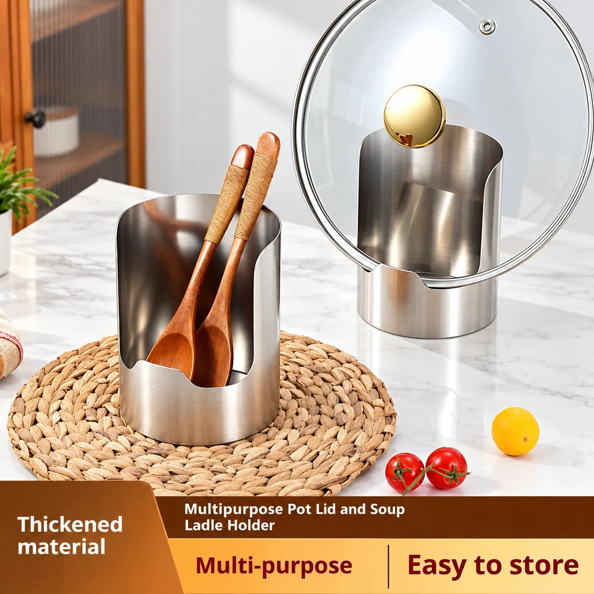 2 in 1 Stainless Steel Spoon Lid Holder