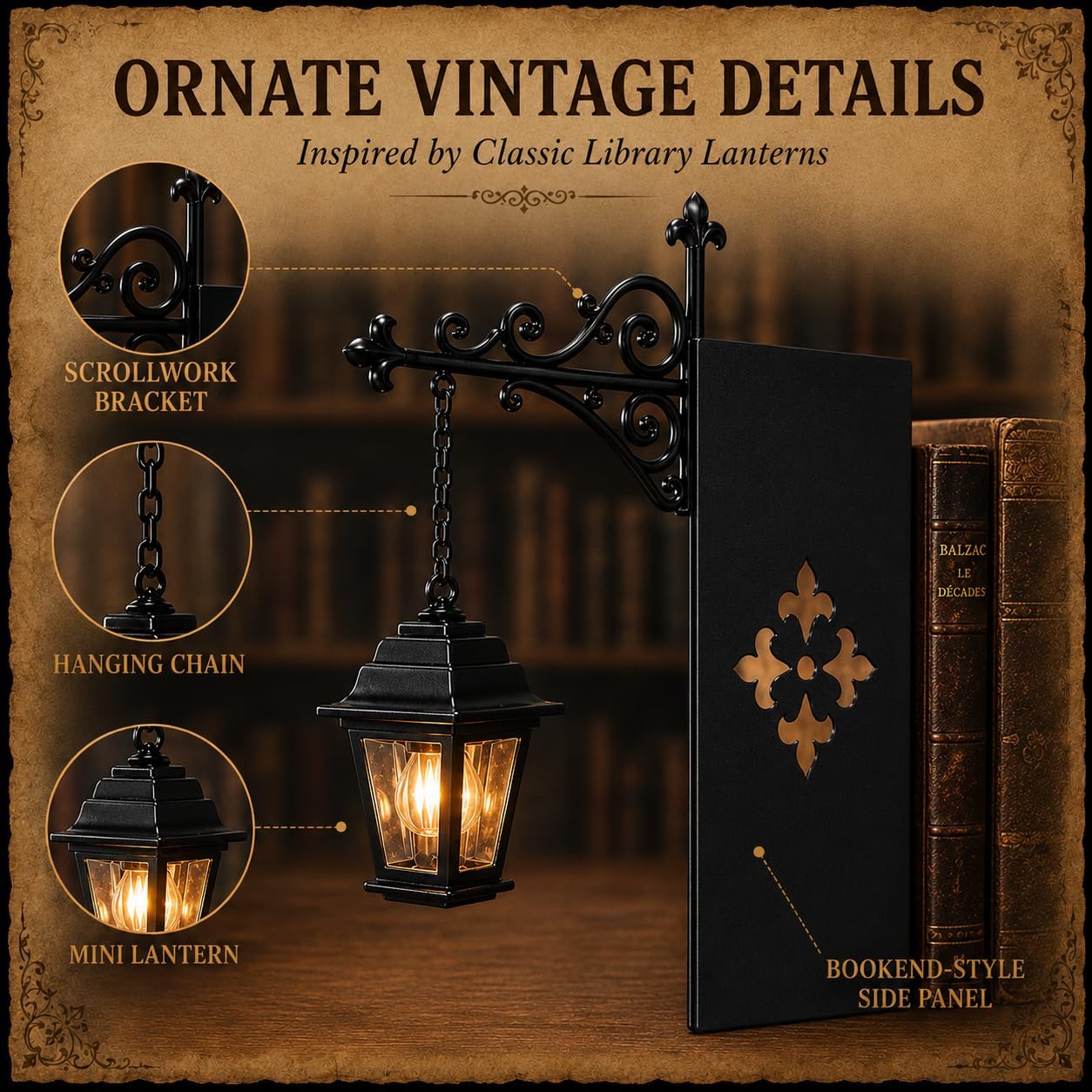 Lantern Bookshelf Lamp