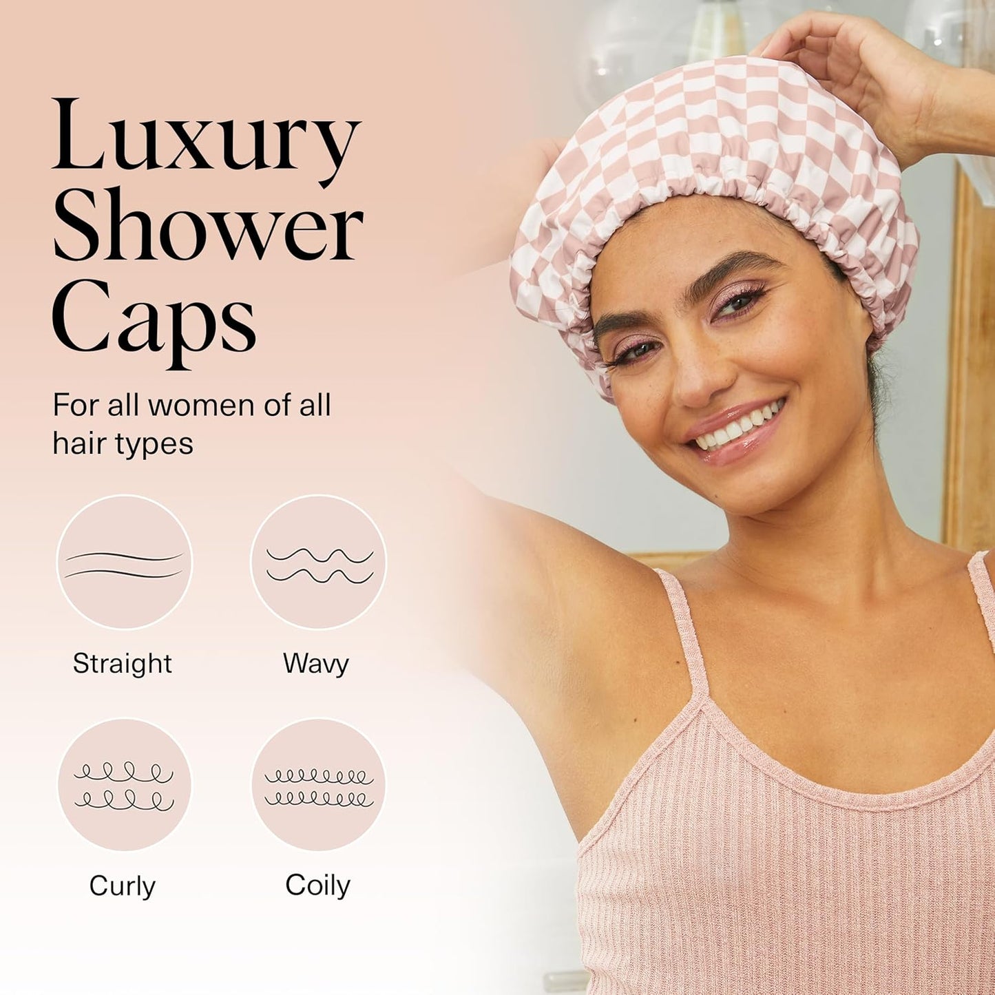 Luxury Shower Caps for Women Reusable Waterproof