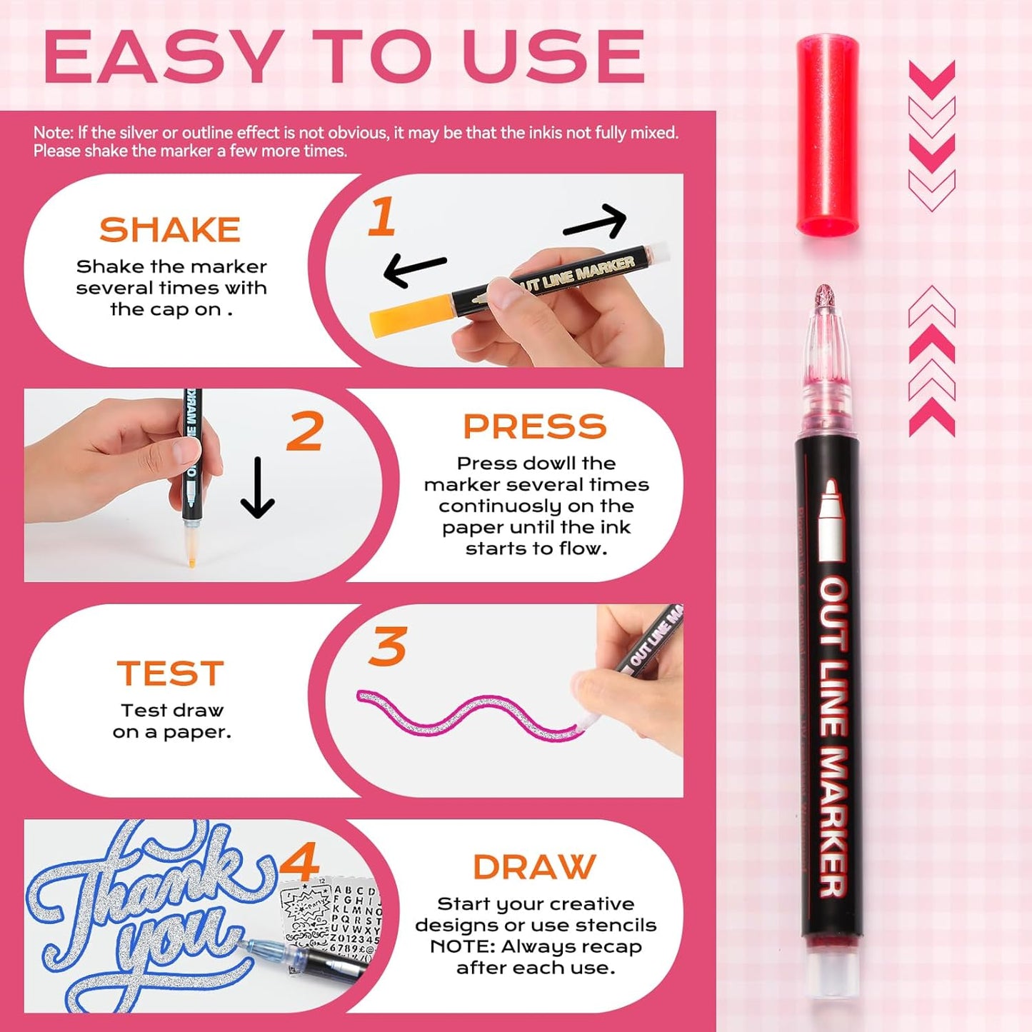 Glitter Outline Paint Markers