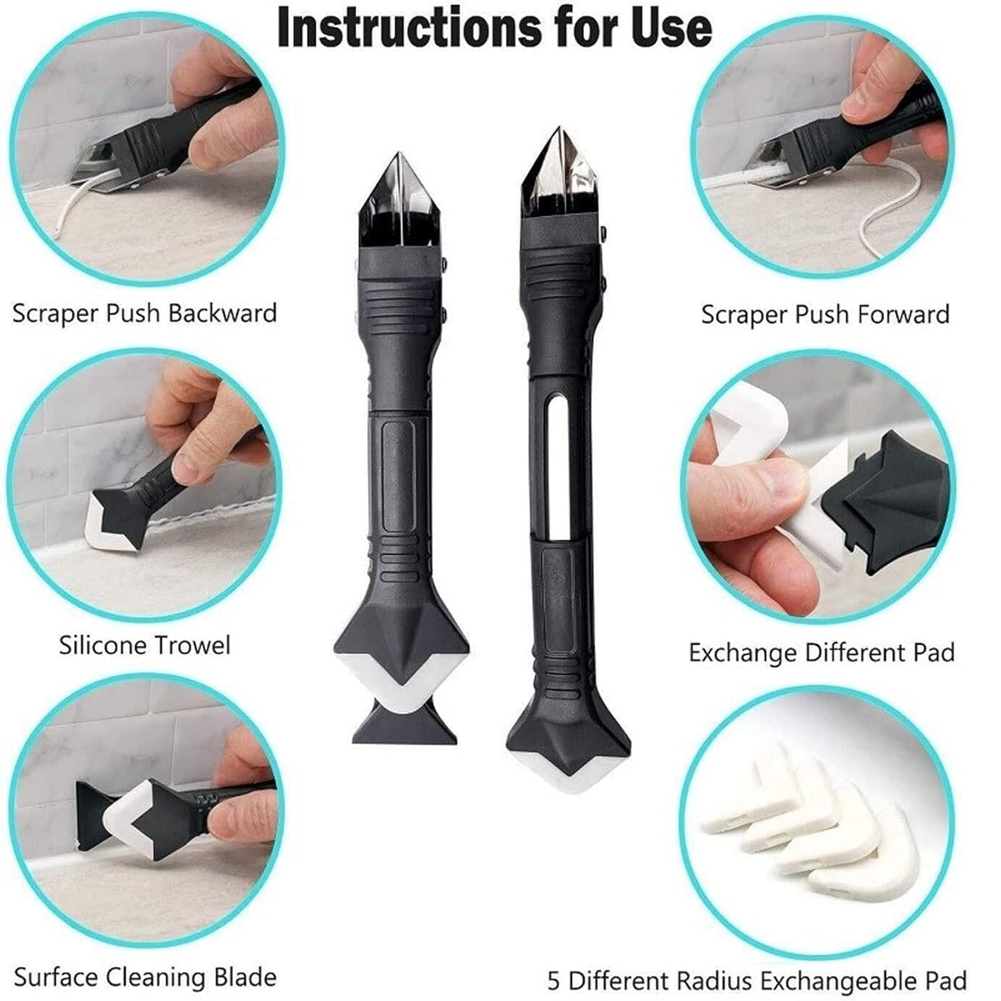 9 in 1 Silicone Caulking Finishing Tools - Silicone Sealant Grout Finishing Mould Scraper Remover Trowel for Bathroom Kitchen Window Sink Joint Corner