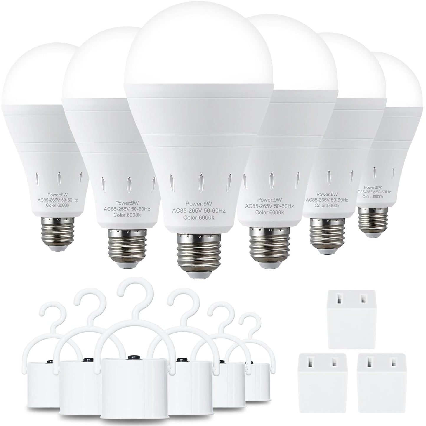 2 Pack Rechargeable LED Light Bulbs, 9W,60W Equivalent, Daylight 6000K