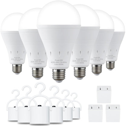 2 Pack Rechargeable LED Light Bulbs, 9W,60W Equivalent, Daylight 6000K