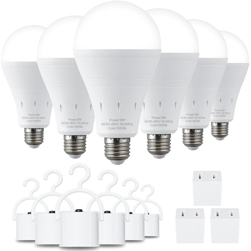 2 Pack Rechargeable LED Light Bulbs, 9W,60W Equivalent, Daylight 6000K