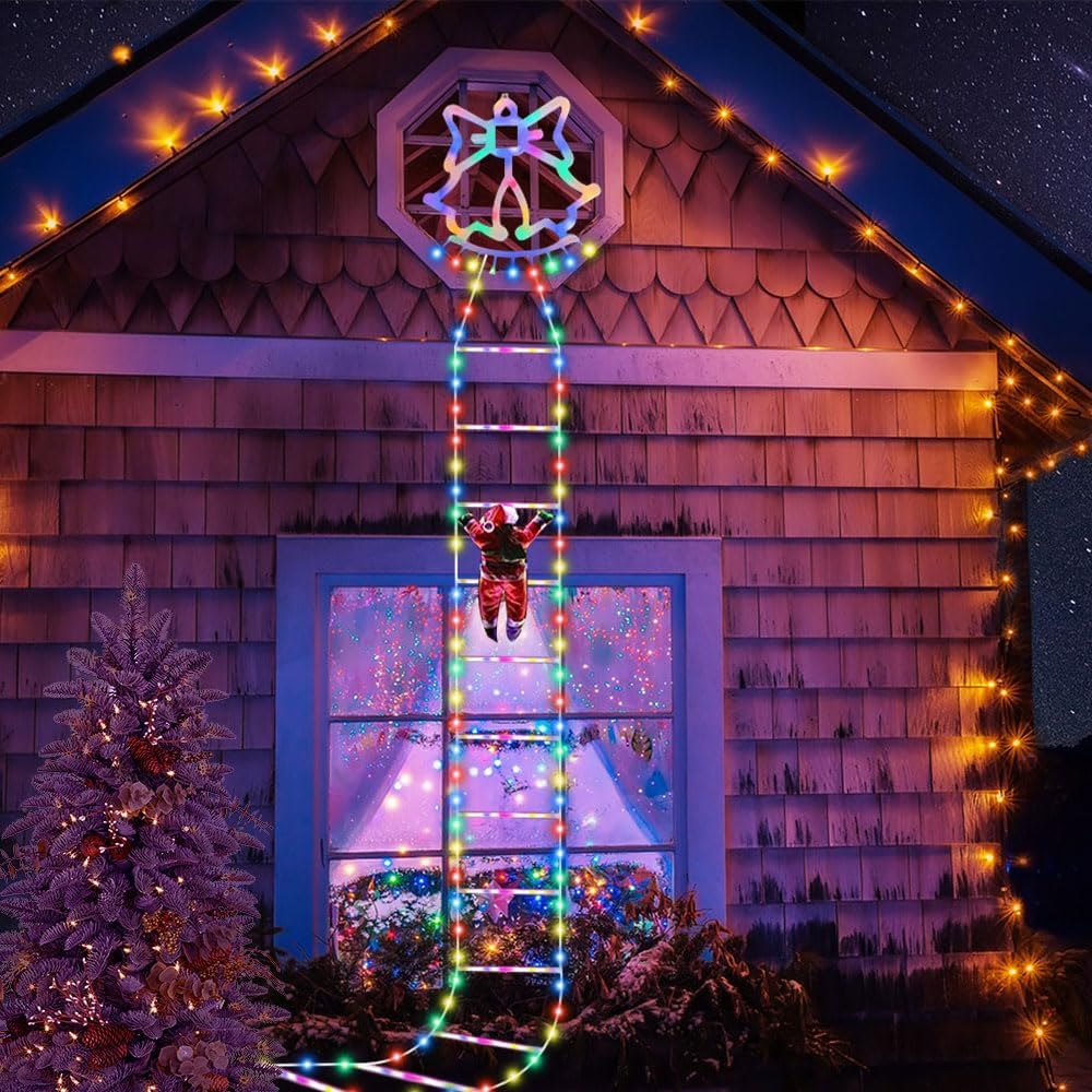 Christmas Ladder Lights with Santa Claus