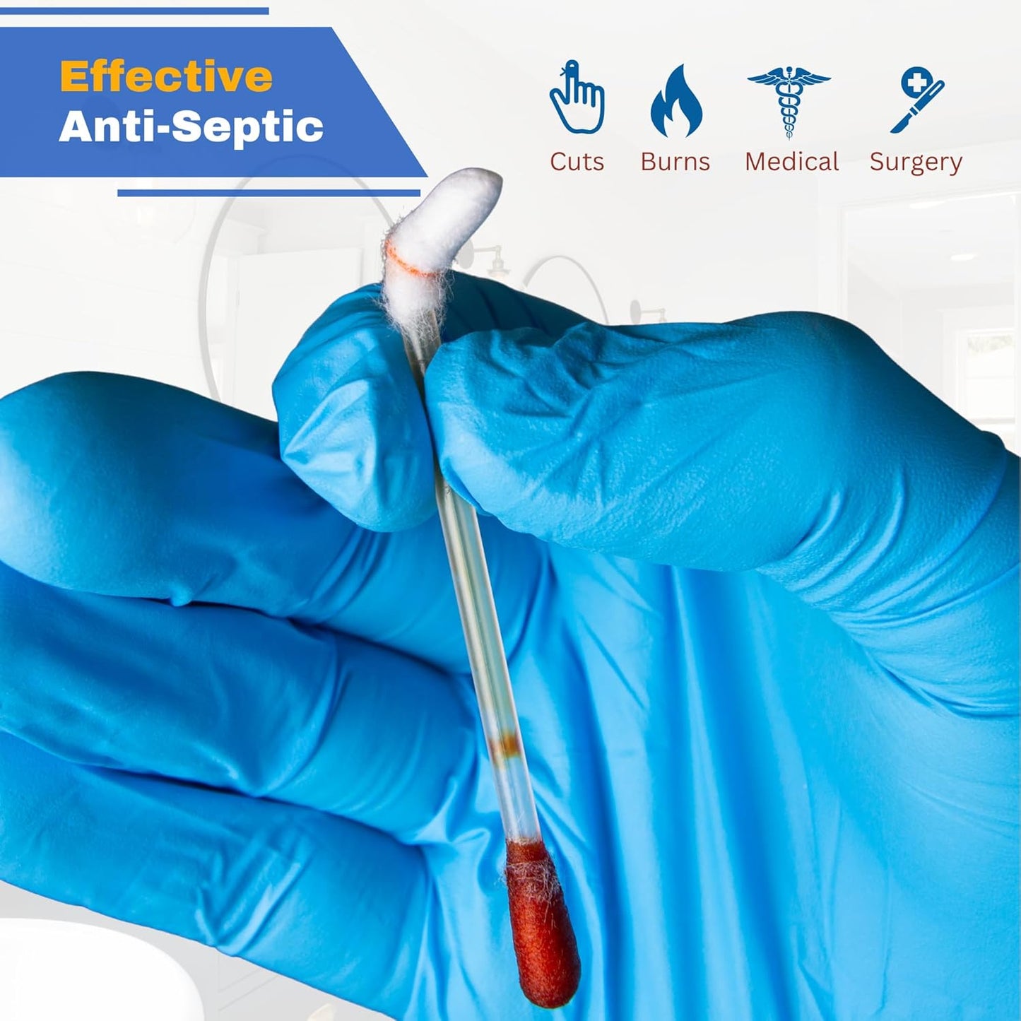Iodine Swabs, Antiseptic Swabsticks, Iodine Solution, Cleansing Cotton Swab, Individually Wrapped Medical Supplies, Wound Care, First Aid