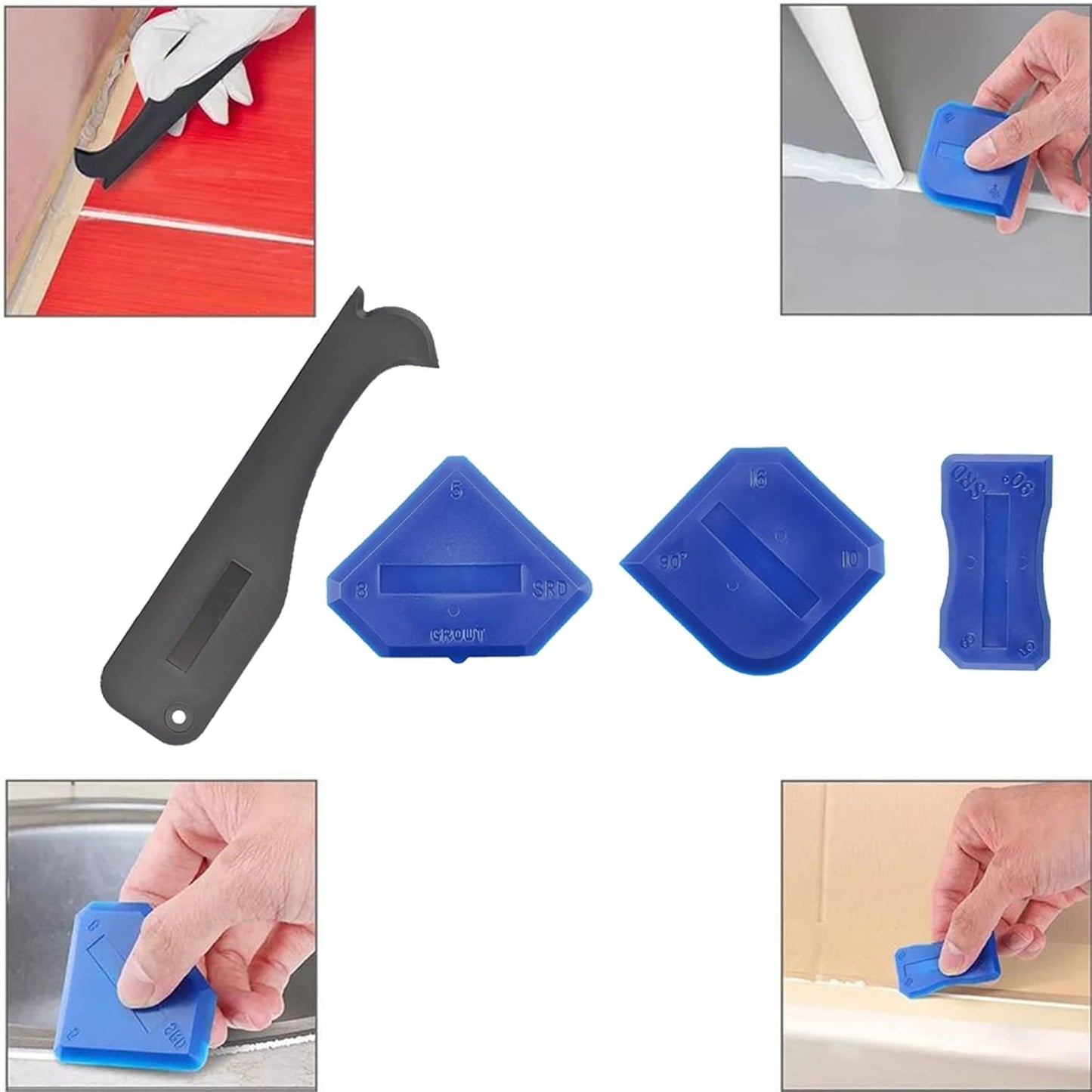 9 in 1 Silicone Caulking Finishing Tools - Silicone Sealant Grout Finishing Mould Scraper Remover Trowel for Bathroom Kitchen Window Sink Joint Corner