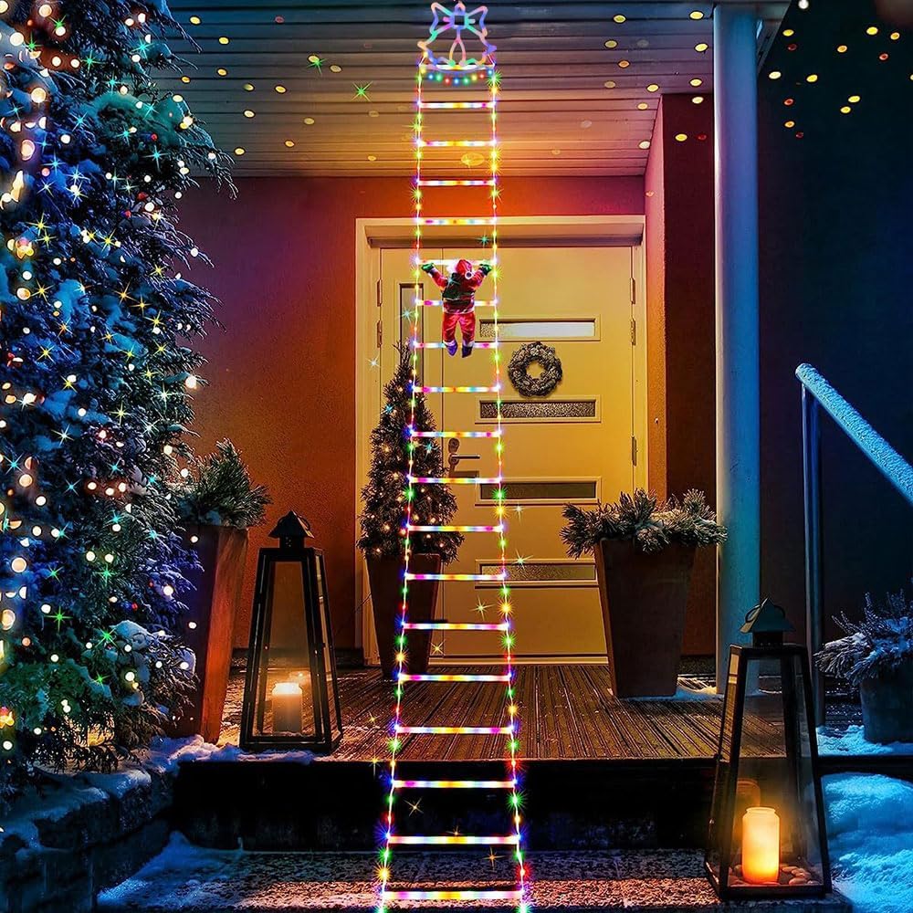Christmas Ladder Lights with Santa Claus