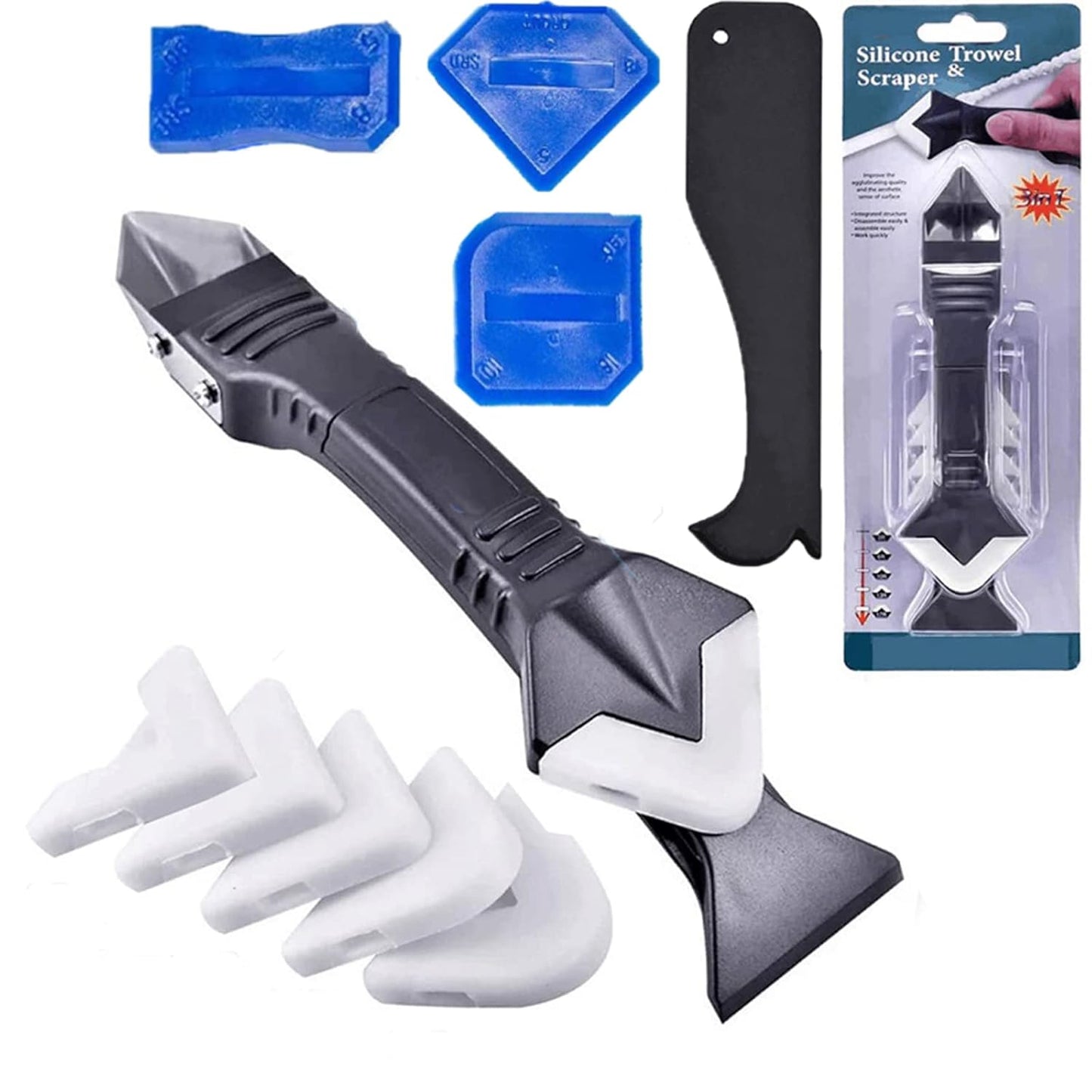 9 in 1 Silicone Caulking Finishing Tools - Silicone Sealant Grout Finishing Mould Scraper Remover Trowel for Bathroom Kitchen Window Sink Joint Corner