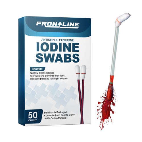 Iodine Swabs, Antiseptic Swabsticks, Iodine Solution, Cleansing Cotton Swab, Individually Wrapped Medical Supplies, Wound Care, First Aid
