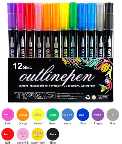 Glitter Outline Paint Markers